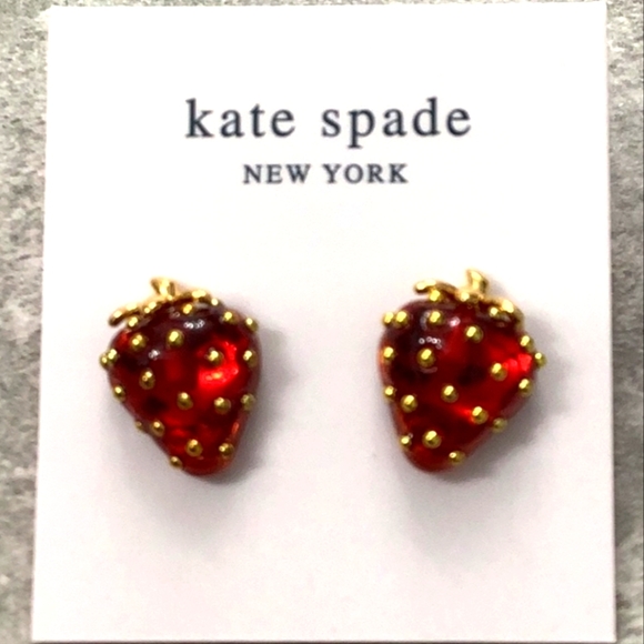 Kate Spade NEW NY Picnic Perfect Strawberry Resin Stud Earrings NWOT - Picture 1 of 2